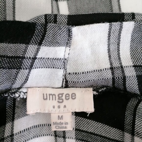 Umgee USA Womens Black & White Sleeveless Fringed Checked Cardigan Vest Size M - Picture 5 of 7